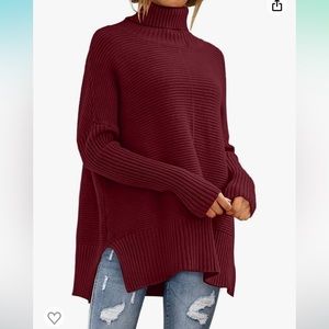 NWT Anrabess Oversized Turtleneck Long Sleeve Split Hem Pullover Knit Sweater M